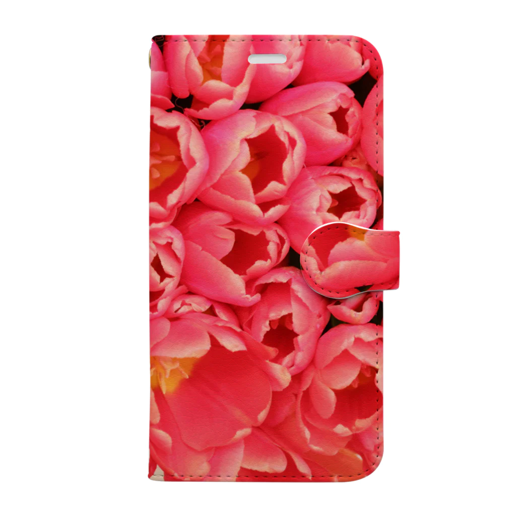 Tabbiesのピンクの花束 Book-Style Smartphone Case