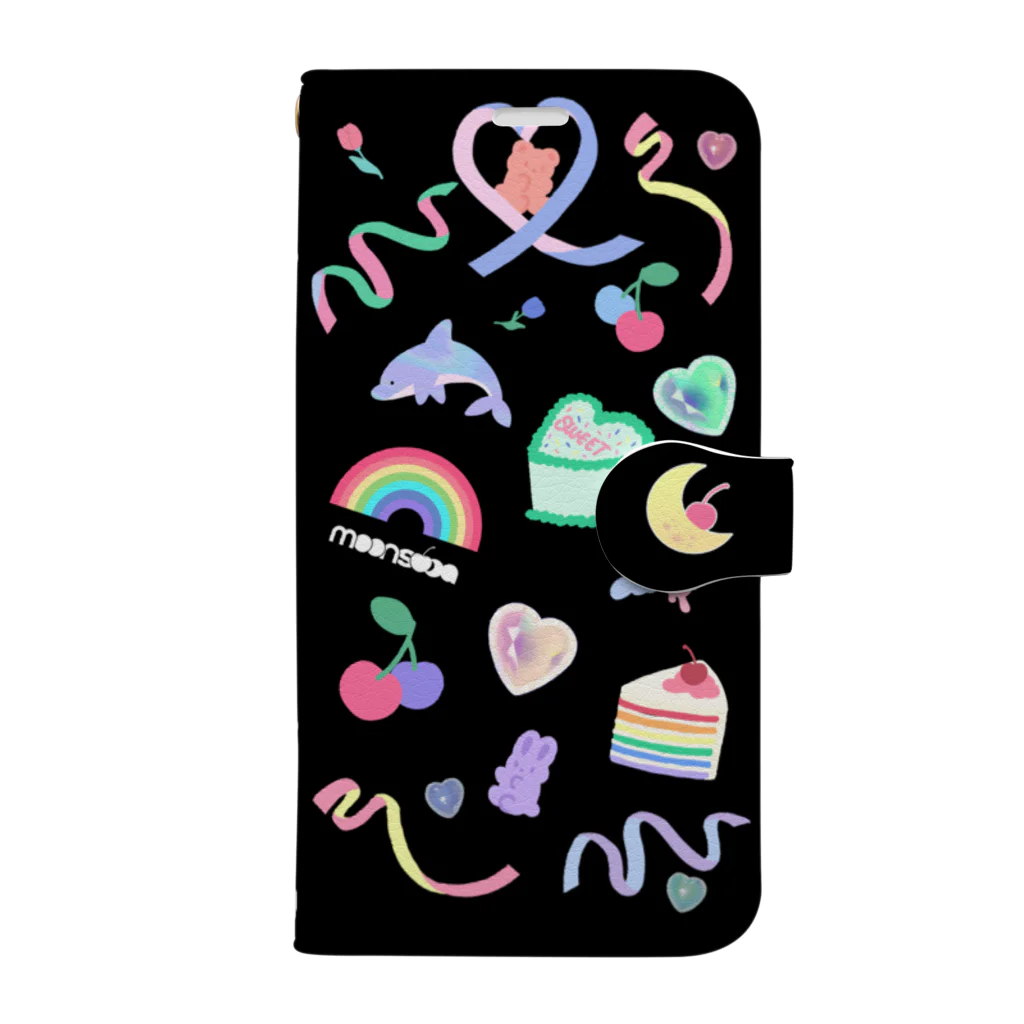 moonsodaのrainbow cake-black Book-Style Smartphone Case