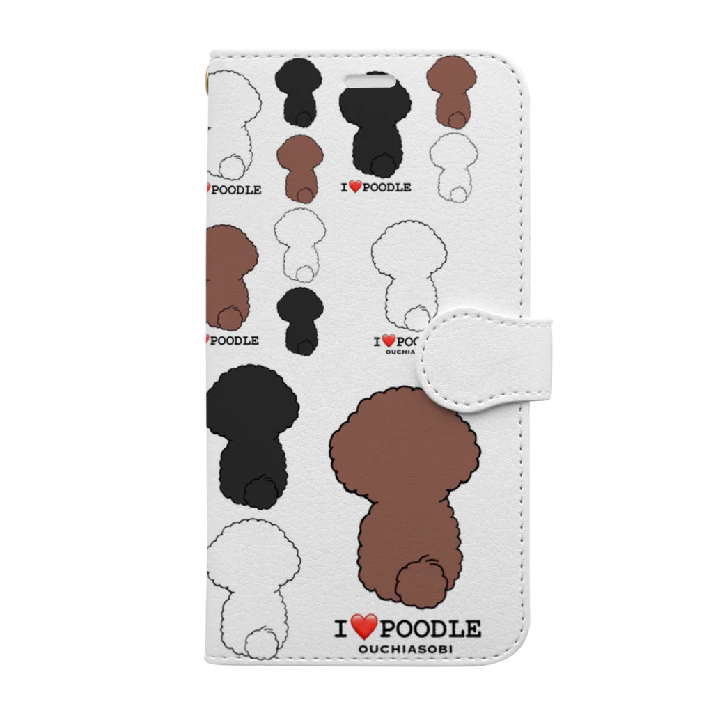 ビション好きなおうちあそびのI❤️POODLE 右寄せ 手帳型スマホケース