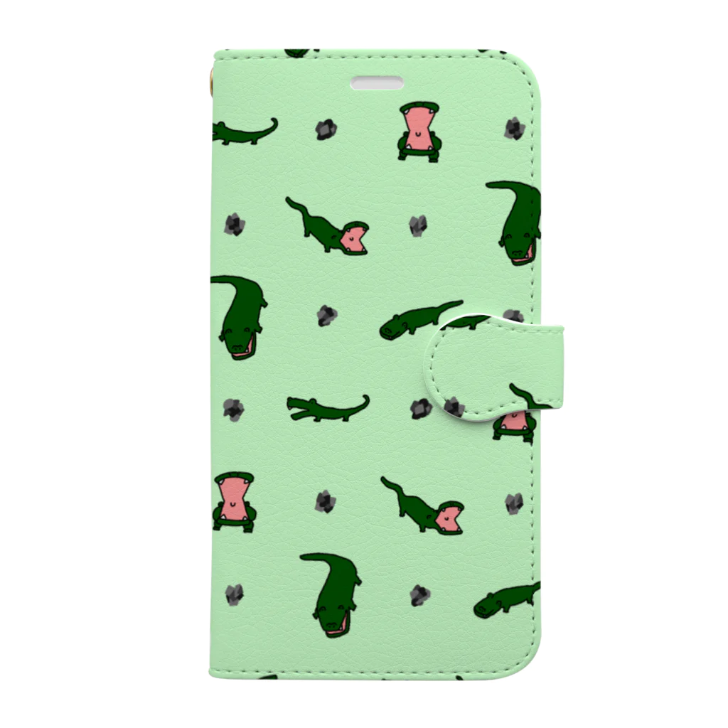 ゆるいイラストのアイテム - イラストレーターハセガワのワニと小石 Book-Style Smartphone Case