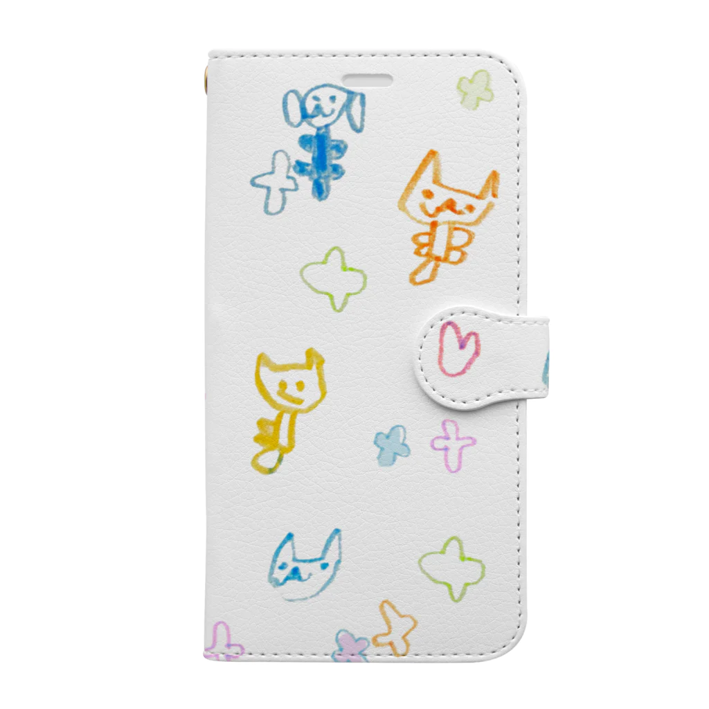 しろくまとツバメʕ•ᴥ•ʔ の５歳児ねこねこスマホ手帳ケース Book-Style Smartphone Case