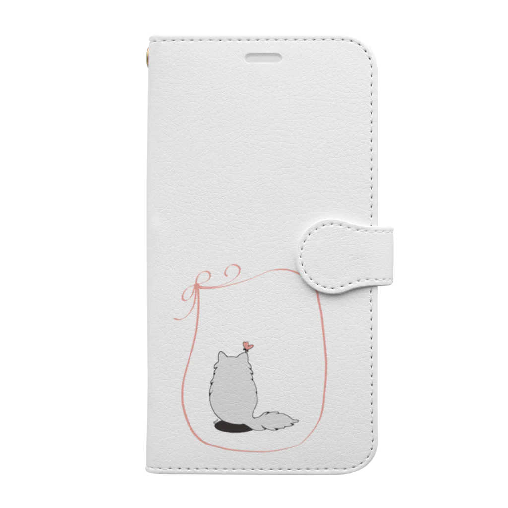 木ノ下商店の猫とリボンとちょうちょ Book-Style Smartphone Case