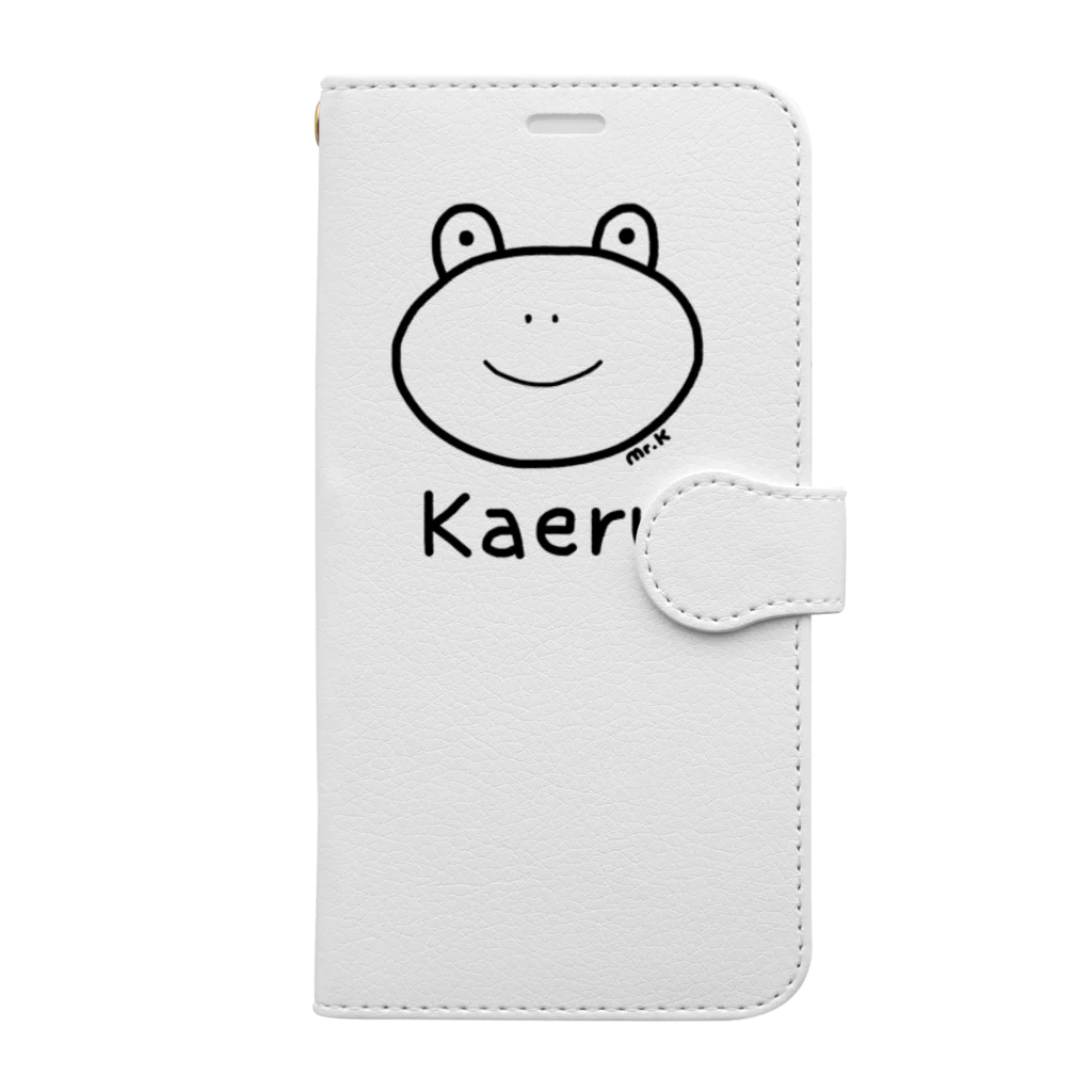 MrKShirtsのKaeru (カエル) 黒デザイン 手帳型スマホケース