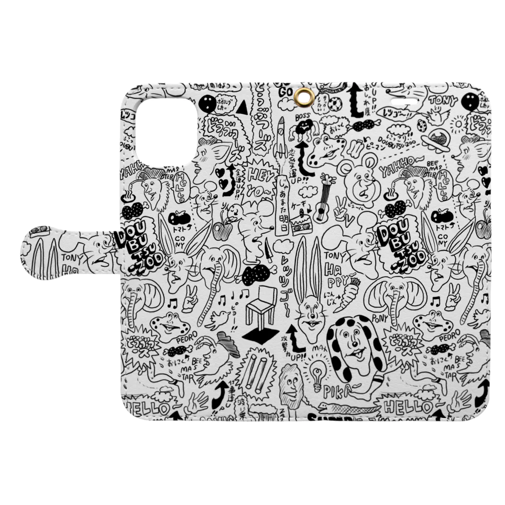 THE DOUBUTSU-ZOO SHOPのどうぶつーズの柄 Book-Style Smartphone Case:Opened (outside)