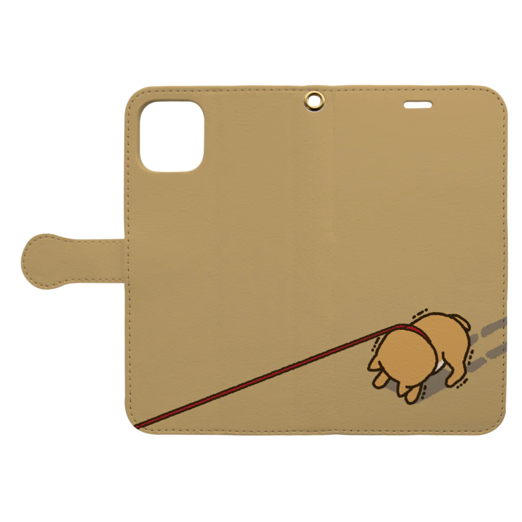 semioticaの茶色のイヤイヤ柴犬 Book-Style Smartphone Case:Opened (outside)