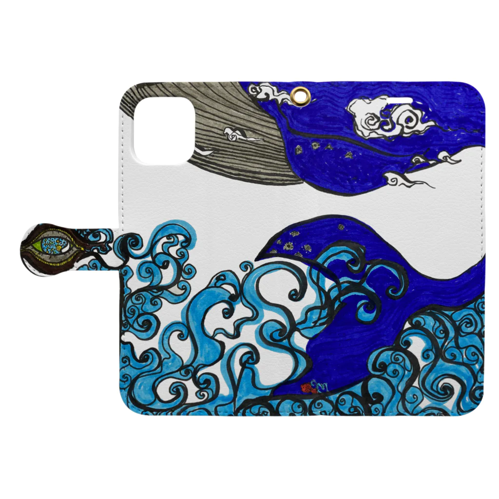 kita nobuwaのソラを游ぐクジラ Book-Style Smartphone Case:Opened (outside)