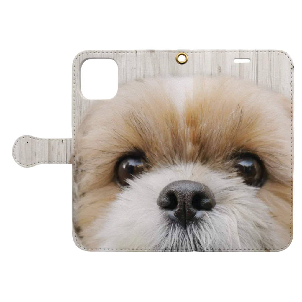 ぽんずのLovelyシーズー犬グッズのどアップシーズー　まん丸お目々のかぼちゃん　 Book-Style Smartphone Case:Opened (outside)