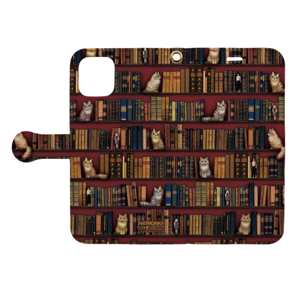 PetWORKs SUZURI Shopの本と猫とお人形 Book-Style Smartphone Case:Opened (outside)