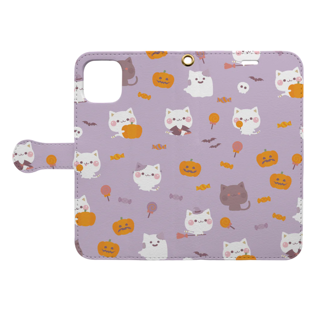 DECORの気づかいのできるネコ　ハロウィンver. Book-Style Smartphone Case:Opened (outside)