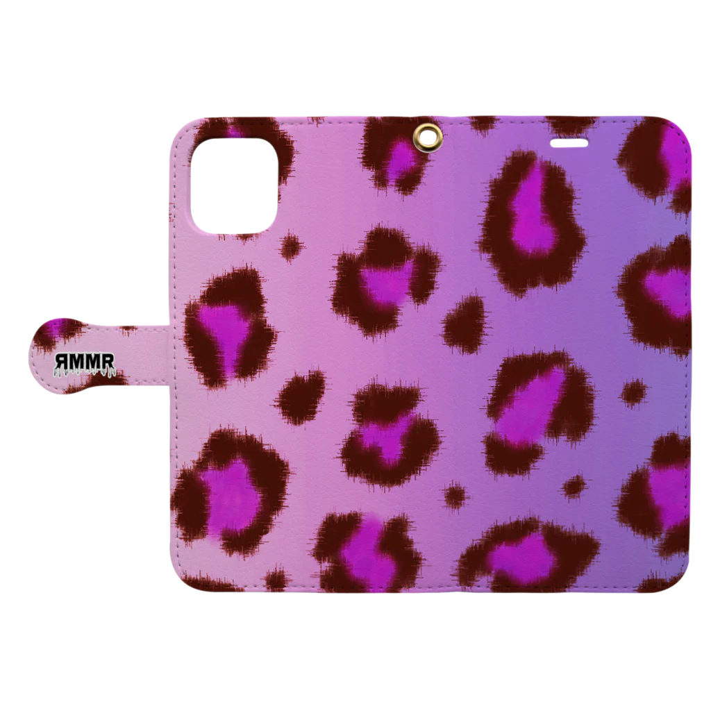 ЯMMRのPink leopard 手帳型スマホケースを開いた場合(外側)