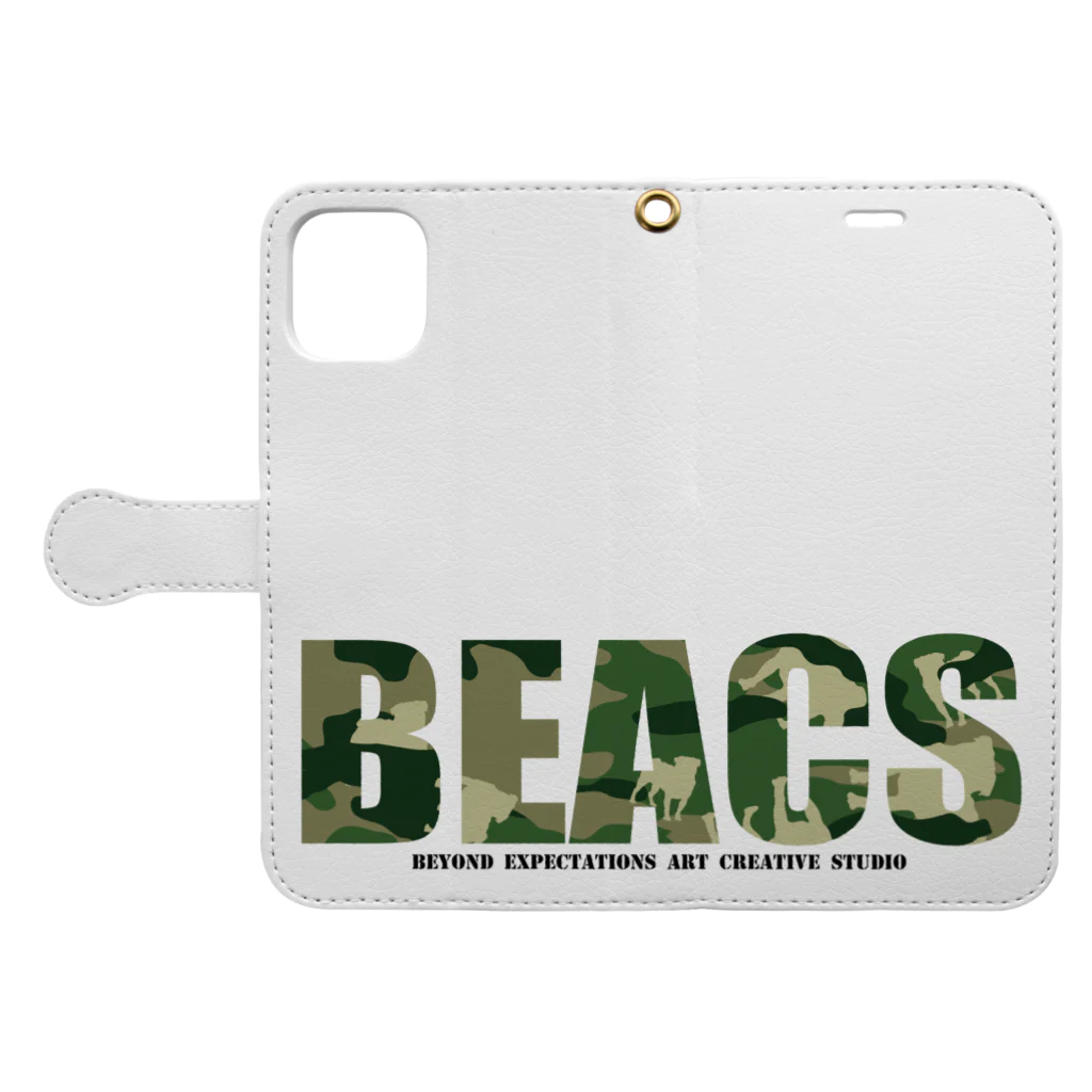 BEACSのBEACS　ロゴ1（パグ） Book-Style Smartphone Case:Opened (outside)