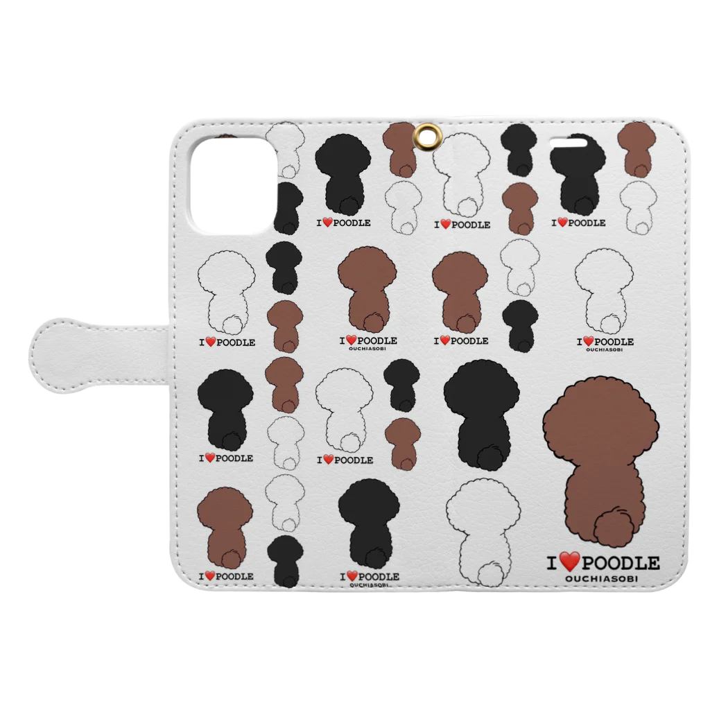 ビション好きなおうちあそびのI❤️POODLE 右寄せ Book-Style Smartphone Case:Opened (outside)