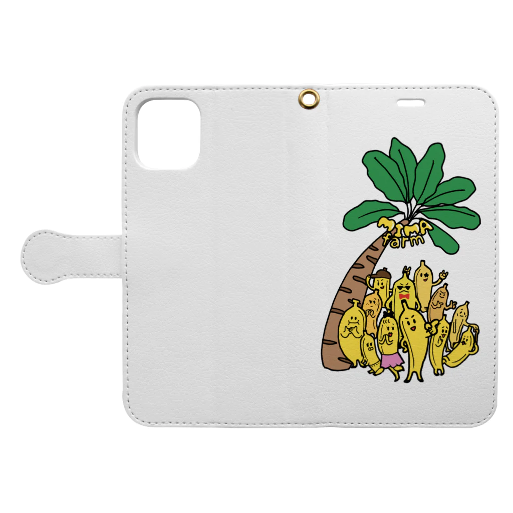 MIMA farmのバナナくんファミリー Book-Style Smartphone Case:Opened (outside)