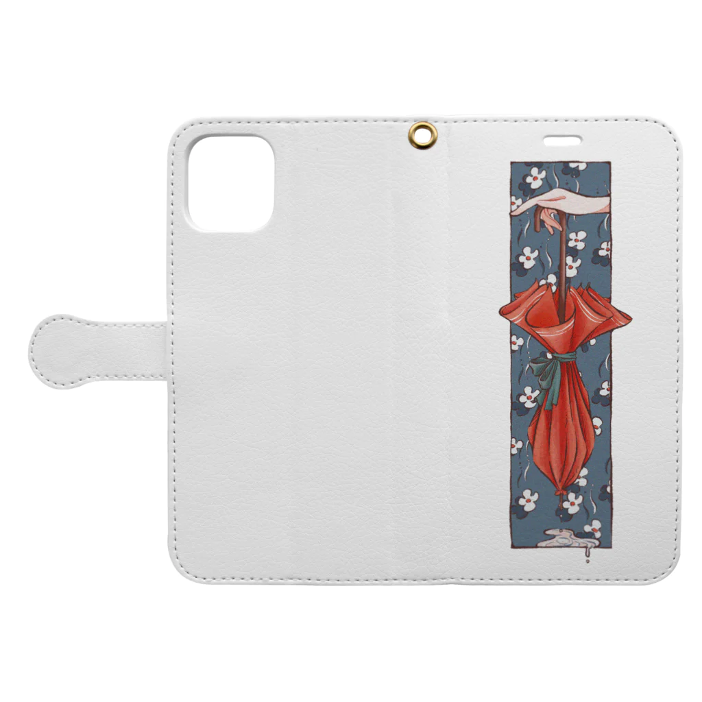 日菜乃🐶の花降る日の傘 Book-Style Smartphone Case:Opened (outside)