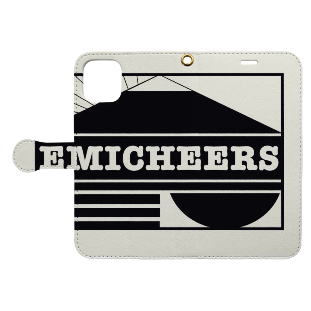 EMICHEERSのEMICHEERSロゴデザイン和 手帳型スマホケースを開いた場合(外側)