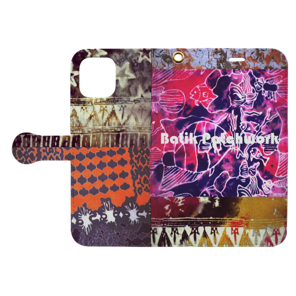 alt_203のBatik Patchwork Book-Style Smartphone Case:Opened (outside)