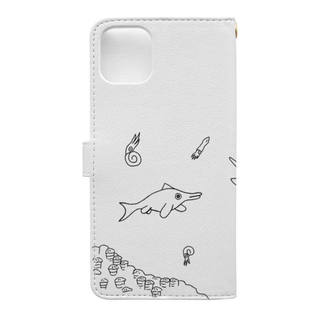 m区の中生代の海　モノクロ Book-Style Smartphone Case :back