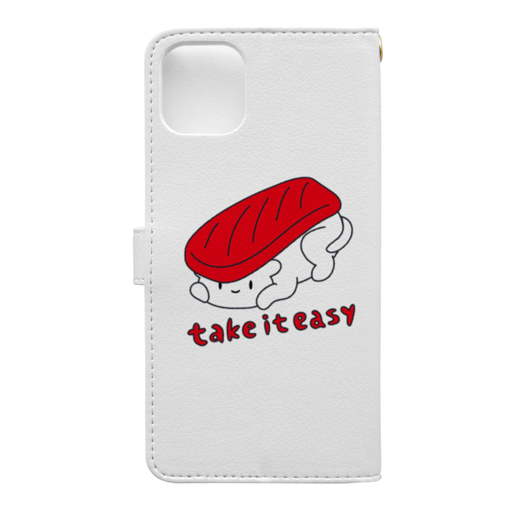 ガモさんのすしねこ take it easy Book-Style Smartphone Case :back