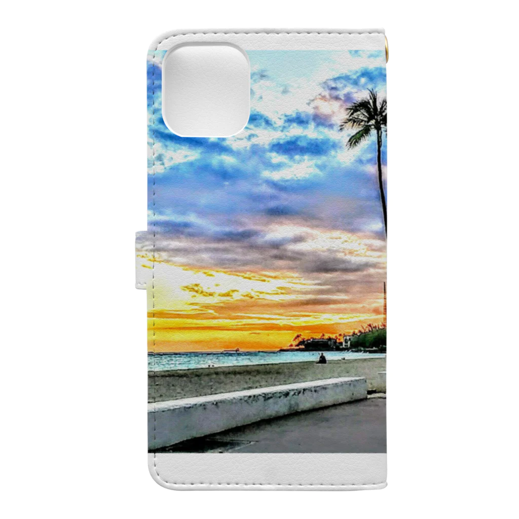 Hawaii Picturesのアラモアナビーチの夕焼け🌅 Book-Style Smartphone Case :back