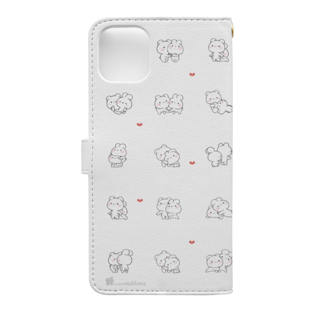 ゆる×ラブ♡うさっくまSHOP(usakkuma-Shop)のいっぱいハート Book-Style Smartphone Case :back