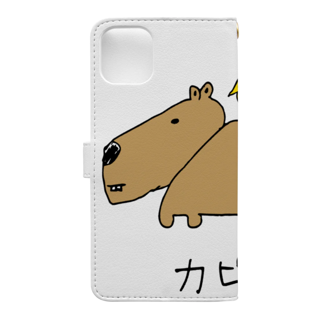 揚げパンマンのカピバラと鳥　カラー Book-Style Smartphone Case :back