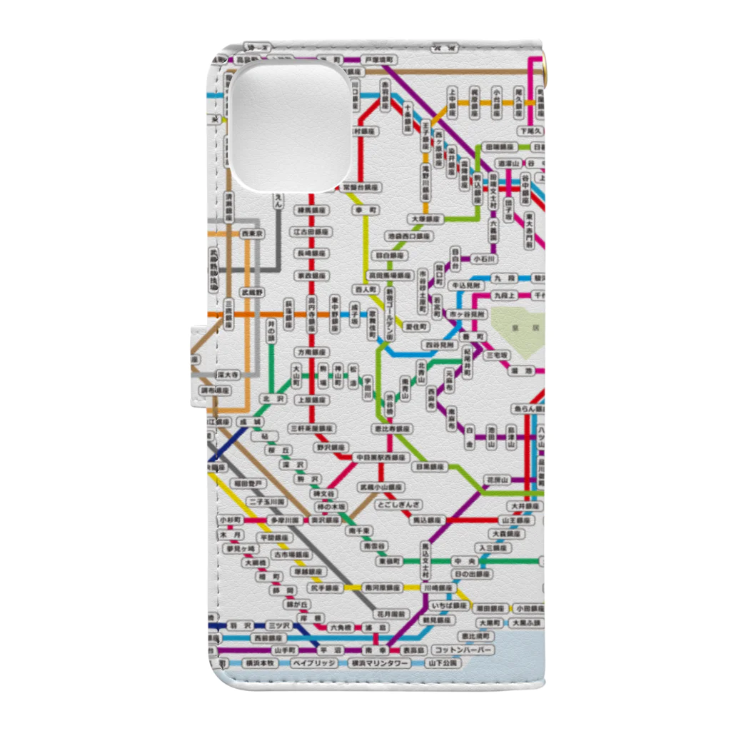 浅草車輌製作所車輌基地のありそうでない路線図 Book-Style Smartphone Case :back