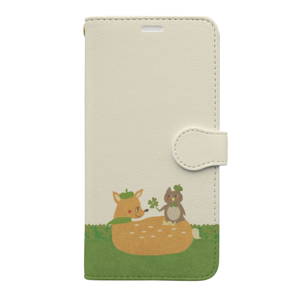 やたにまみこのiPhone 11用◆ema-emama『happiness-clover』 Book-Style Smartphone Case