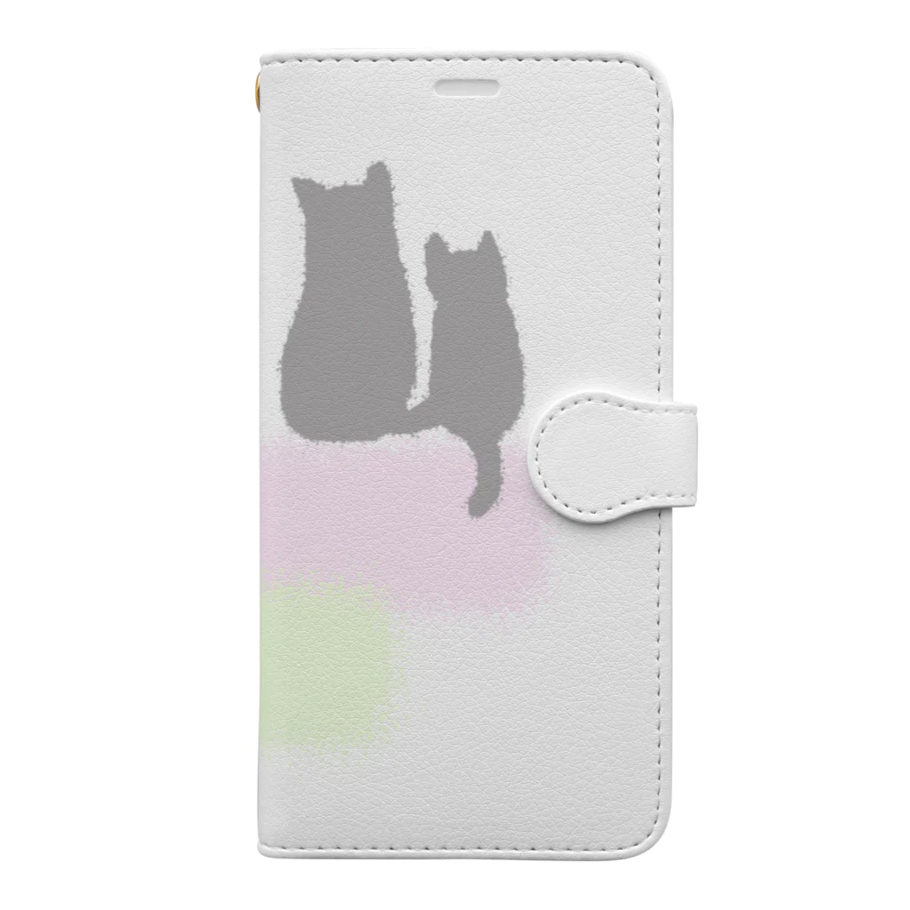 気ままに創作　よろず堂の春色ねこ 手帳型スマホケース