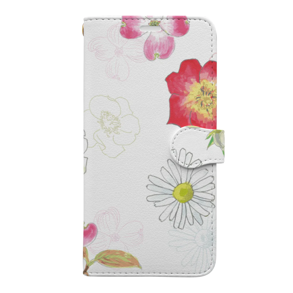 はなうた商店のfloral smart phone case 手帳型 手帳型スマホケース