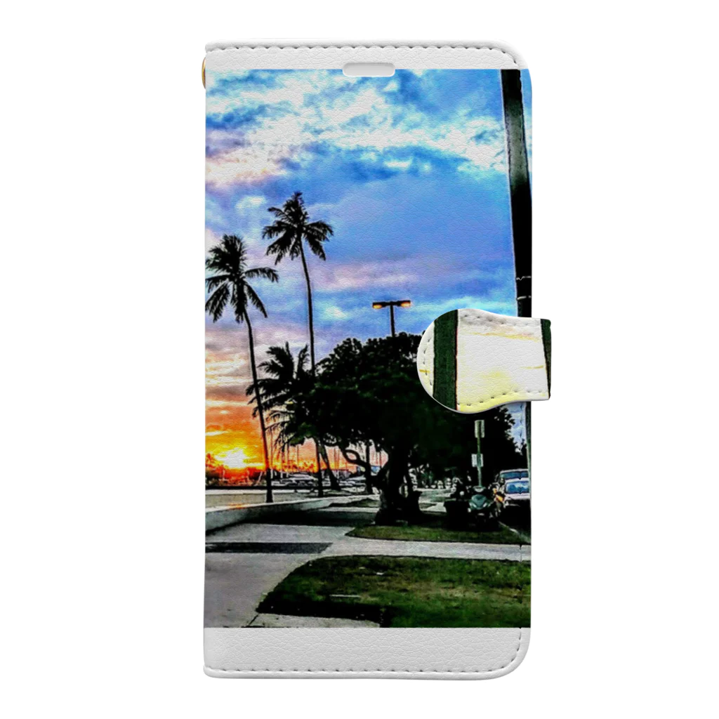 Hawaii Picturesのアラモアナビーチの夕焼け🌅 Book-Style Smartphone Case