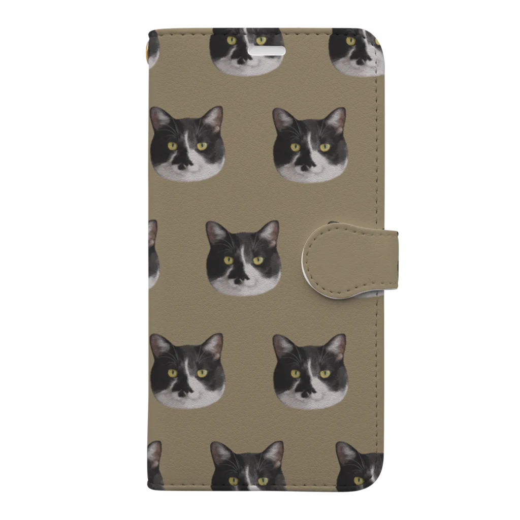 愛猫達の雑貨店のてへぺろマオ 珈琲牛乳色 Book-Style Smartphone Case