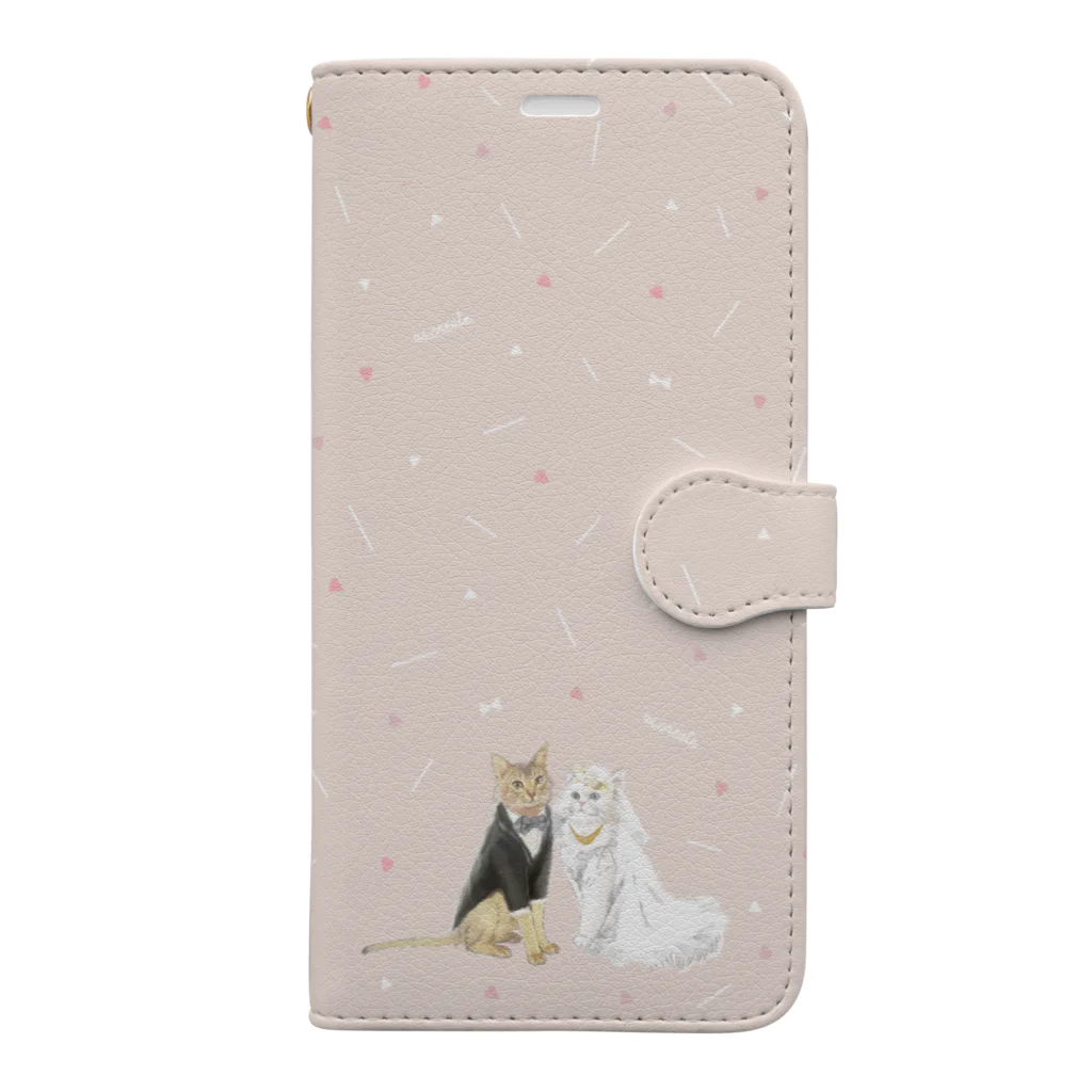 似顔絵婚姻届/スマホDIY婚姻届~ai.create~のＪＵＳＴ♡ＭＡＲＲＩＥＤねこちゃん Book-Style Smartphone Case