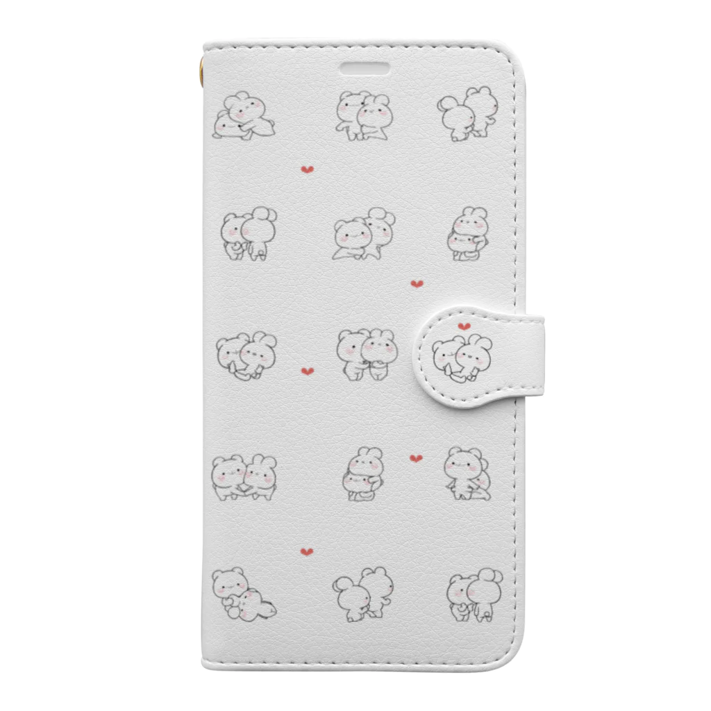 ゆる×ラブ♡うさっくまSHOP(usakkuma-Shop)のいっぱいハート 手帳型スマホケース