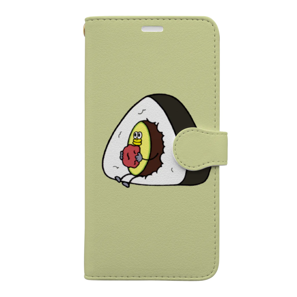 AVOCADO FAMILYの梅干しおにぎり Book-Style Smartphone Case