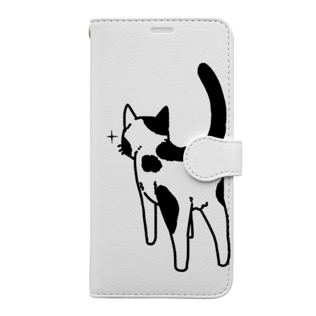 Riotoのねこけつ（ぶち猫） 手帳型スマホケース