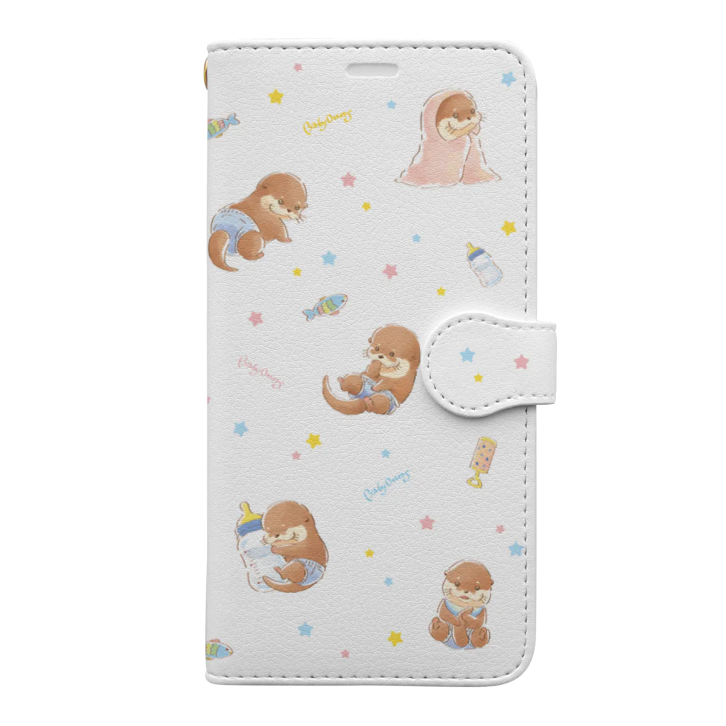 カワウソとフルーツのBaby Otters Book-Style Smartphone Case