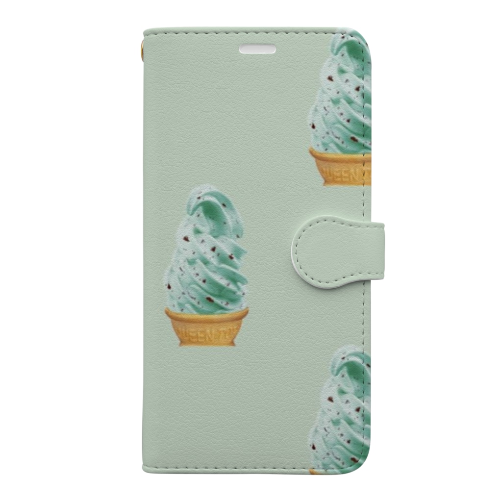 madeathのチョコミントソフト(黄緑) Book-Style Smartphone Case