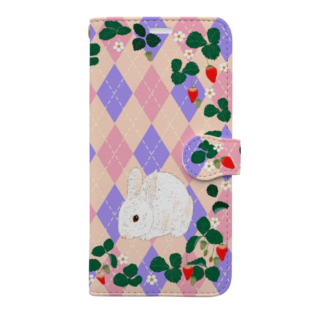 yuriko_minaminのうさぎと苺 Book-Style Smartphone Case