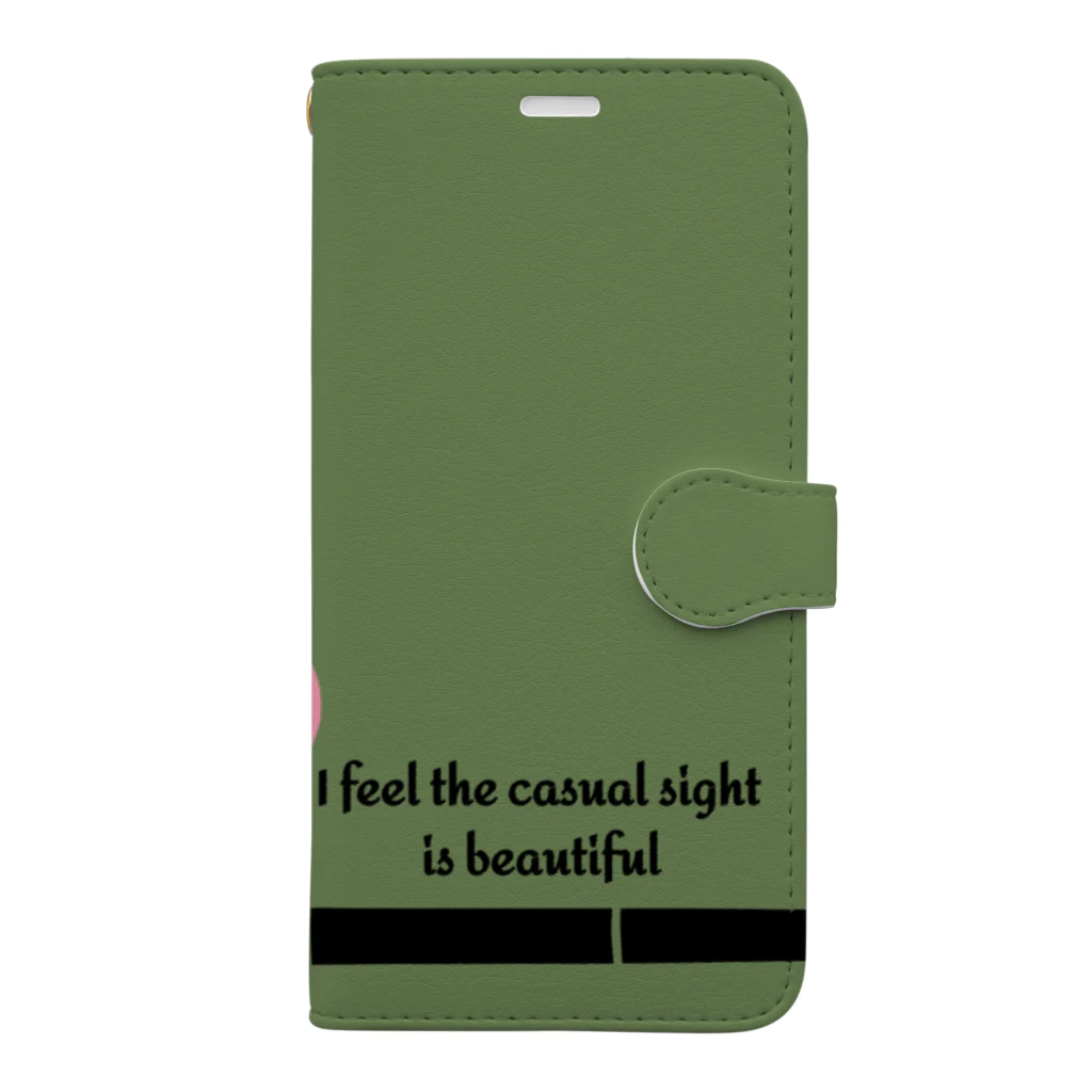 MegSan's free design🌷のWabi-Sabi 緑 Book-Style Smartphone Case