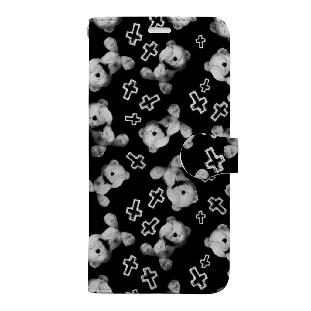 💜Salon de Lucia💜のPeek-a-boo CROSS Teddy Monochrome Random MINI Book-Style Smartphone Case