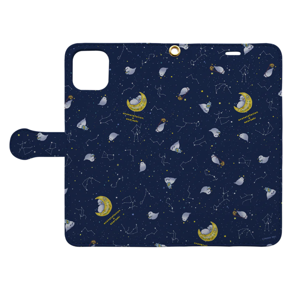 BARE FEET/猫田博人の星座アザラシ・手帳型ケース Book-Style Smartphone Case:Opened (outside)