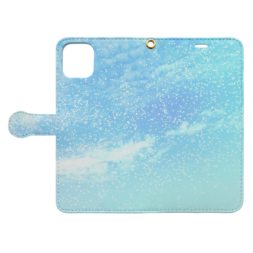 dizzyのPastel blue cosmic sky 手帳型スマホケースを開いた場合(外側)