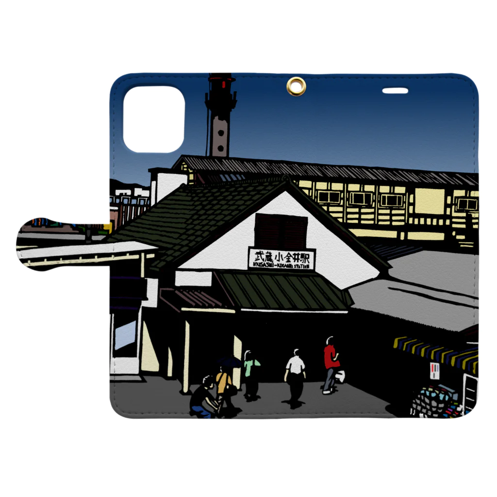 気ままに創作　よろず堂の武蔵小金井駅　いろどり 手帳型スマホケースを開いた場合(外側)