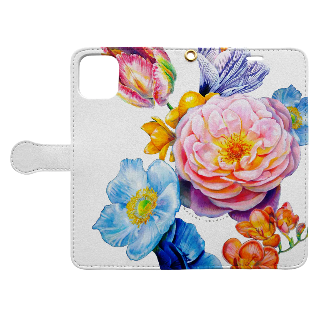 奥寺正美　masami okuderaのflowers 陰 Book-Style Smartphone Case:Opened (outside)