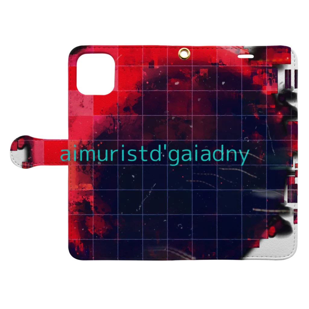 Aimurist のD‘Gaiadny red 手帳型スマホケースを開いた場合(外側)