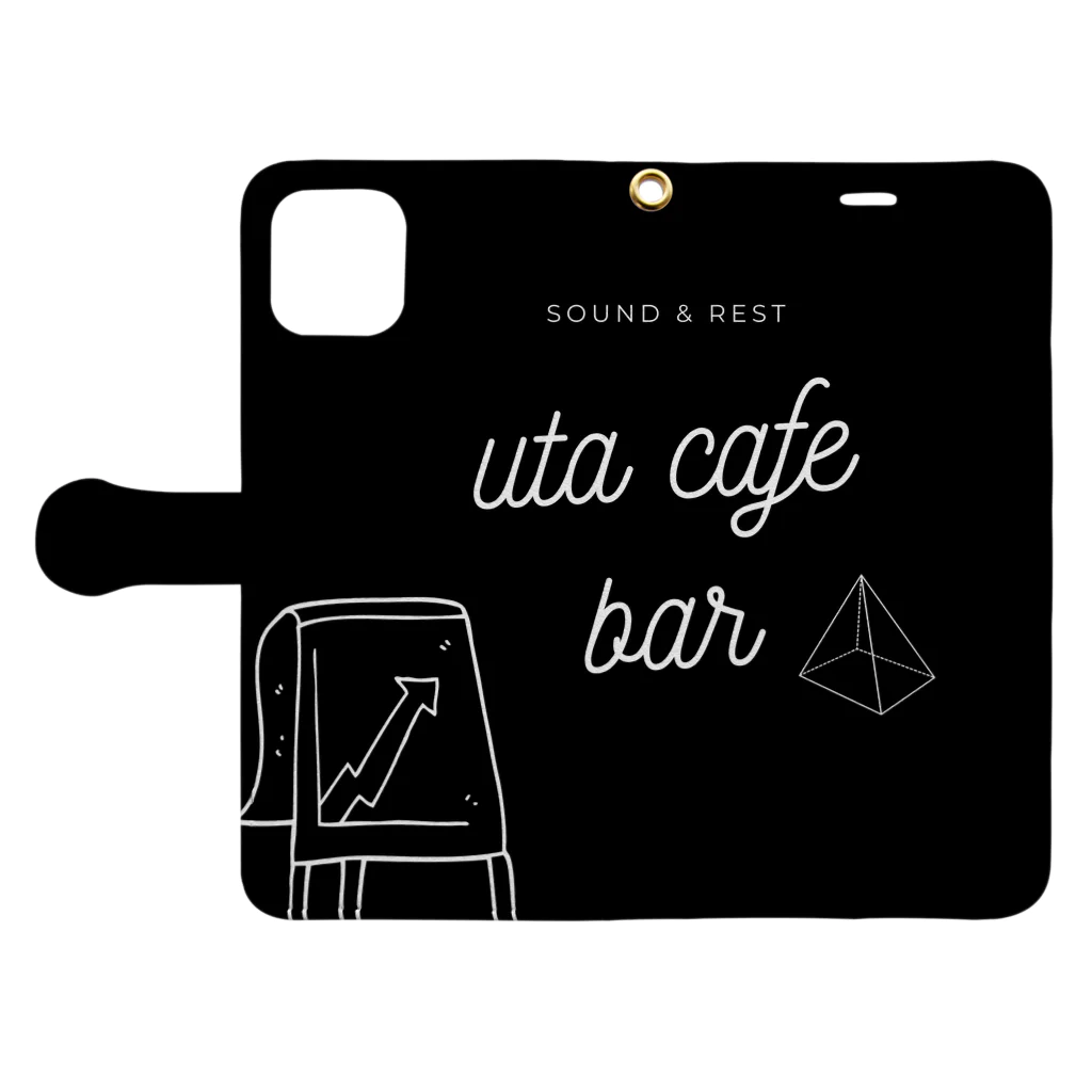 uta cafeのuta cafe bar 手帳型スマホケースを開いた場合(外側)