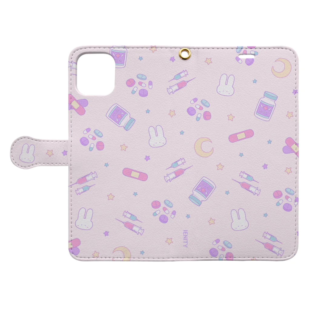 IENITY　/　MOON SIDEの【IENITY】 Yamikawaii Syndrome 手帳型ケース #Pink  Book-Style Smartphone Case:Opened (outside)