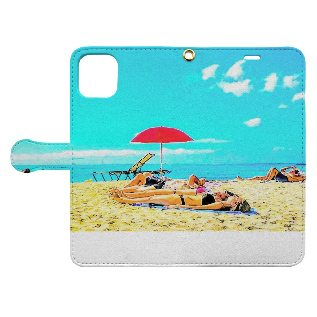 Hawaii Picturesのワイキキビーチ🌊 Book-Style Smartphone Case:Opened (outside)