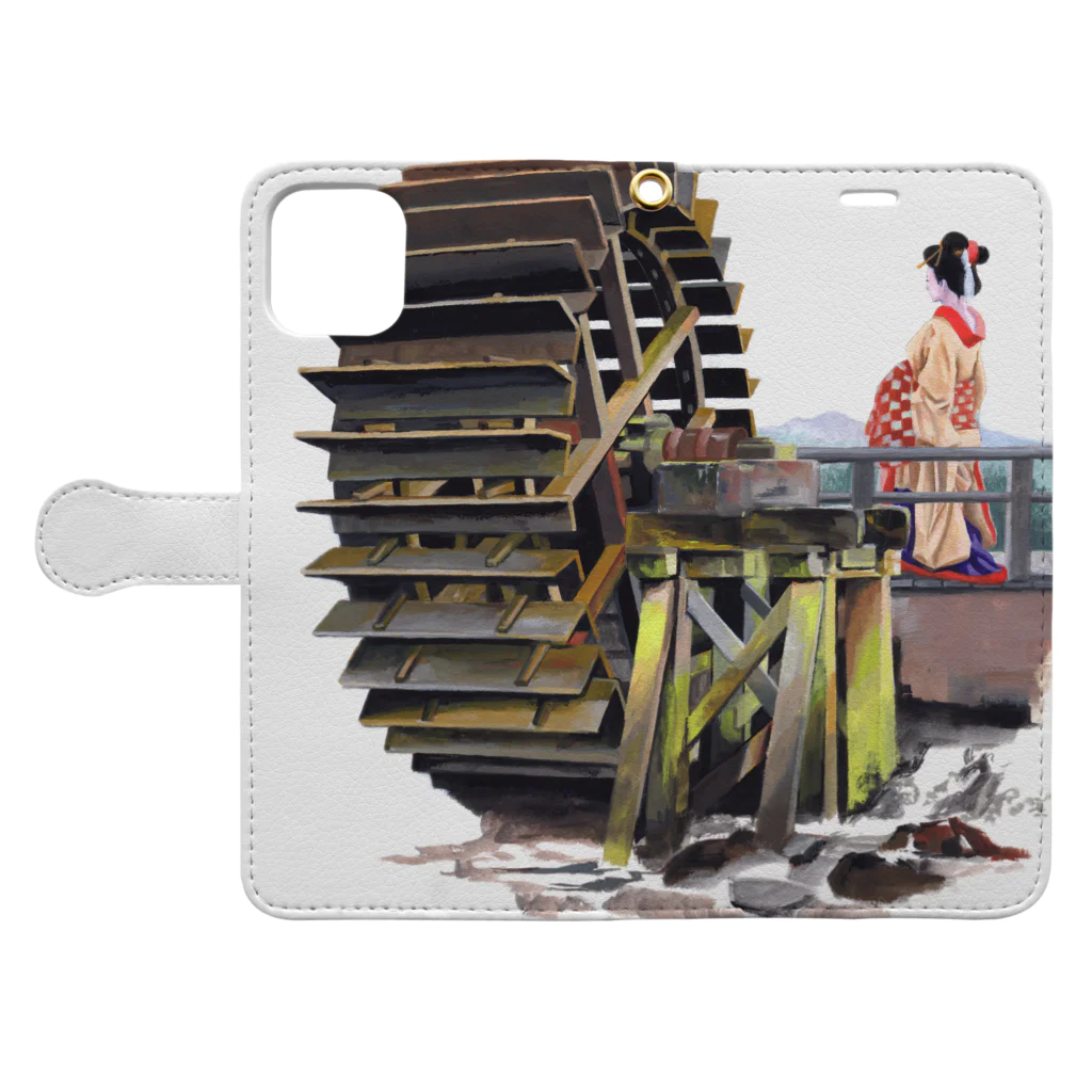 Hashibiro Naoの水車と女 Book-Style Smartphone Case:Opened (outside)