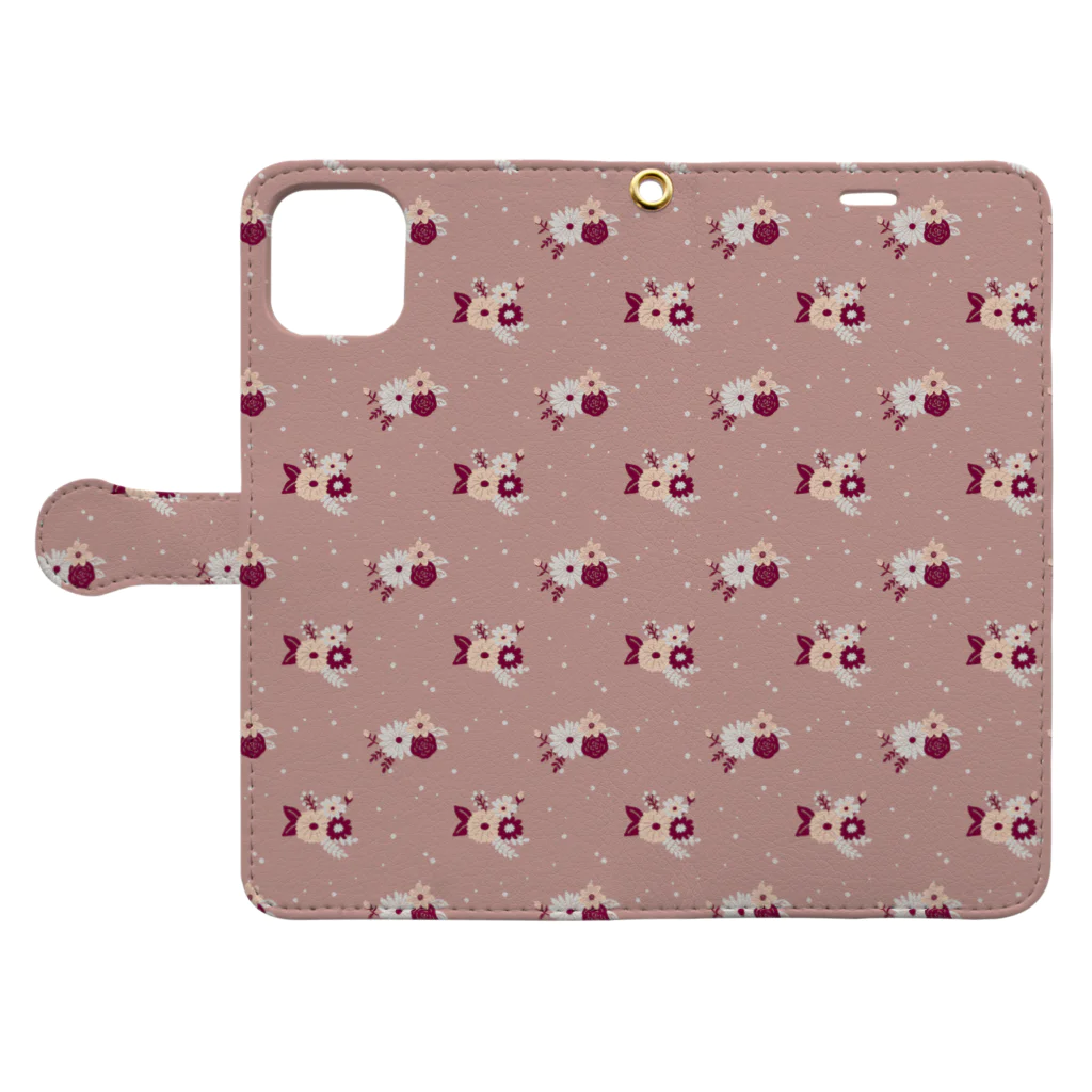 yuukklの花柄 Book-Style Smartphone Case:Opened (outside)